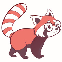 Random themed SVG: Happy Red Panda with wearing glasses in a Random environment