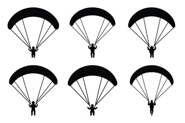paraglider silhouette vector vector art icon set