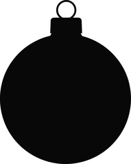 Christmas ornament silhouette, holiday bauble decoration, festive tree hanging ball, simple black design, seasonal decoration art, winter celebration illustration