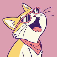 Joyful Cat with Sunglasses
