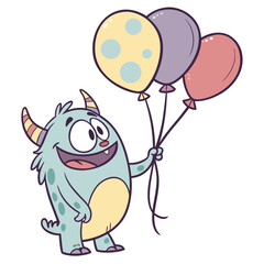 Cute Monster with Balloons 1