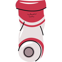 Cartoon Red and White Glue Stick Character with Smiling Face and Googly Eye on Transparent Background Back to School Theme