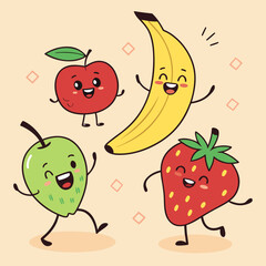 Happy Dancing Fruit Characters