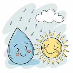 Happy Raindrop and Sun Duo