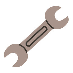 Industrial Wrench in Flat Vector Style for Mechanic and Repair Design