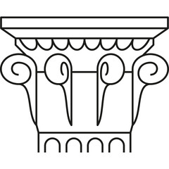Ionic Column Capital Architectural Element Outline Drawing On Transparent Background Ancient Greece Design Element