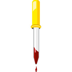 Isolated Dropper Pipette With Red Liquid Dropping Down Against White Background Science And Medical Tool Illustration