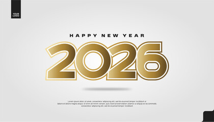 Happy New Year 2026 Golden Luxury Banner Vector with Elegant Typography
