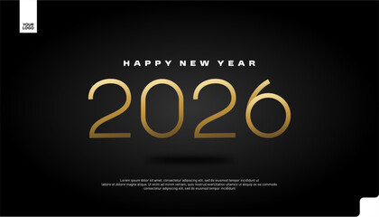 Happy New Year 2026 Golden Luxury Banner Vector with Elegant Typography