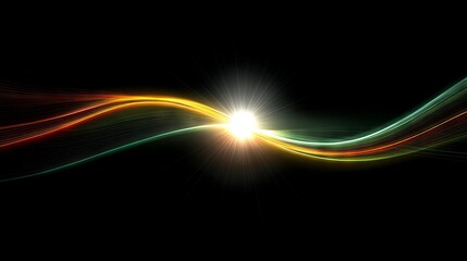 Abstract light trails background design with radiating lens flare effect