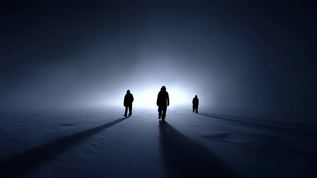 People Walking in the Mist Symbolize Courage of Exploration and Progress