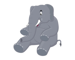 Vector illustration design of a cute elephant in cartoon form that appears to be sitting while looking happy or pleased