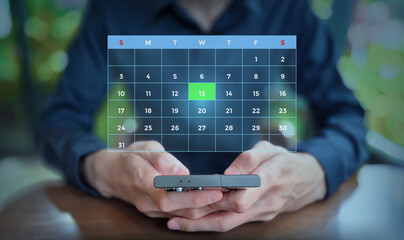 Augmented Calendar Interface with Smartphone and Highlighted Date