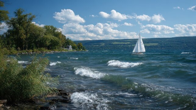 Cayuga Lake Sailing in the Summer Breeze with a Wet and Windy Outlook