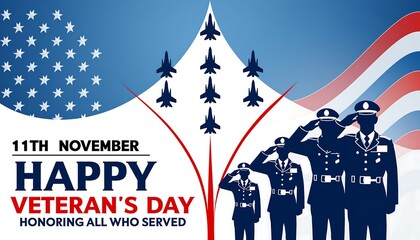 Honoring all who served happy veterans day celebration with us flag fighter jets and saluting soldiers