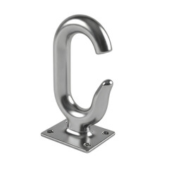 Silver Metal Hook with Square Base on Black Background