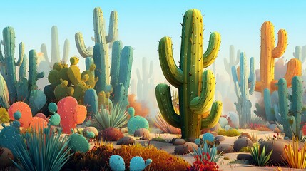 illustration of a desert landscape with cacti