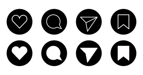 Vector map navigation icons set with black and white buttons, symbols, and pointers for web design illustration