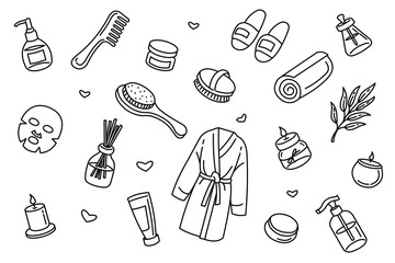 Spa Beauty Salon Care Doodle Art Vector Isolated Background