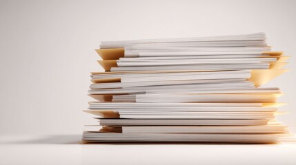 Stack of file folders and documents on desk for organization or paperwork