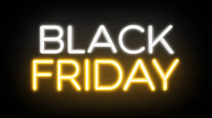 Obraz premium black frida sign in colourful neon letters over black background