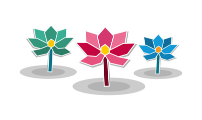 Geometric style of Lotus flowers above water