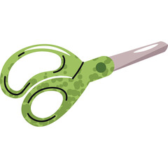 Green School Scissors For Cutting Paper With Rounded Blades And Green Handles Isolated On White Background With Transparent Background