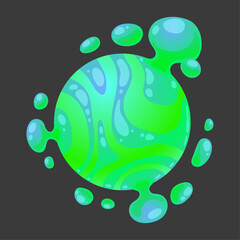 Abstract Planet Illustration Vibrant Green Swirls and Fluid Design for Creative Projects
