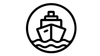 Ship Boat Icon Circle Outline Freight Logistics Vector