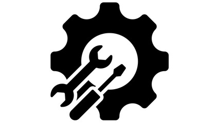 Gearwrench Screwdriver Tools Icon Silhouette Vector