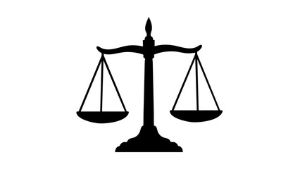 Black Silhouette Scales of Justice Icon Vector Logo Template