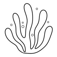 Cute seaweed under the sea black doodle outline.