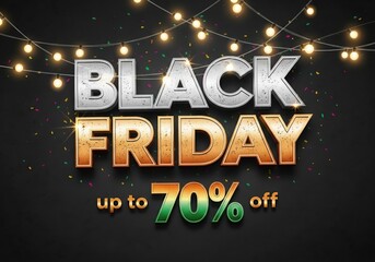 Black friday sale up to 70 percent off festive lights celebration