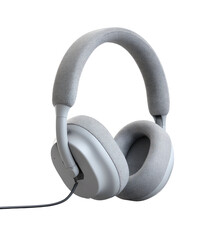 Gray over-ear headphones with soft fabric earcups and padded headband
