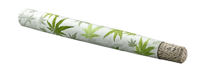 Rolled paper with a repeating pattern of green marijuana leaves