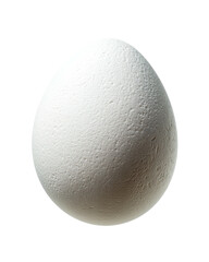 Close-up of a single, textured white egg on a black background