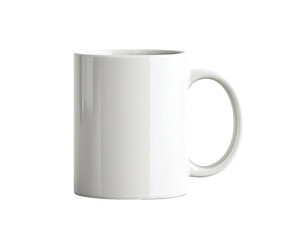 Plain white cylindrical ceramic mug with a handle