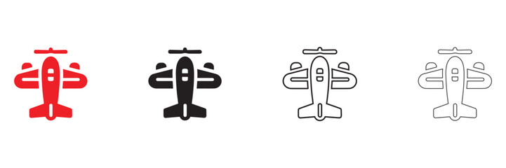 airplane with two wings icon vector, airplane vector icon silhouette line art vector illustration
