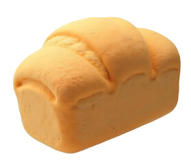 Delightful orange squishy toy shaped like miniature bread loaf, fun replica