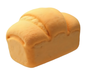 Delightful orange squishy toy shaped like miniature bread loaf, fun replica