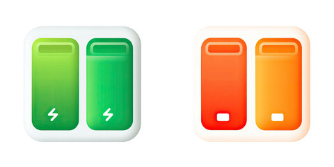 Two pairs of colorful switches, one green, one orange, with indicators