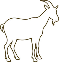 Graceful goat outline vector with smooth curves, perfect for minimalist branding or logos.