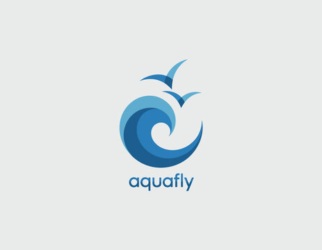 A beautifully designed logo incorporating waves and birds, representing the spirit of water activities and nature connection for branding or corporate identity.