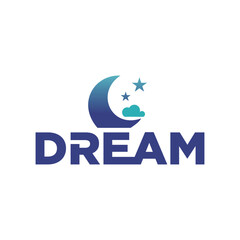 Dream Logo, Moon Dream Inspiration Design, Fun Learning Star Reaching Vector