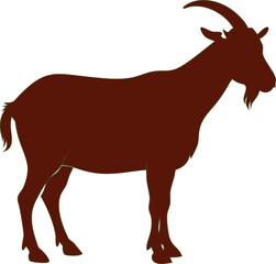 Simple goat profile silhouette icon showing horns and beard in sleek vector style.