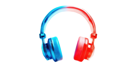 Vibrant dual-toned headphones against a stark black background