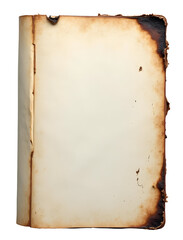 Old burnt book with vintage paper surface evokes sense of forgotten history