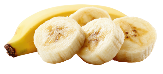 Whole and sliced ripe banana on a black background
