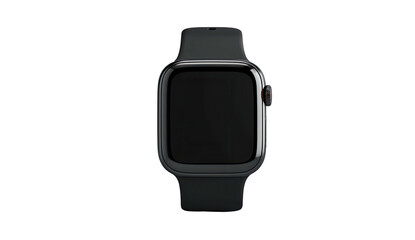 Sleek, modern smartwatch with a dark band, displayed on black