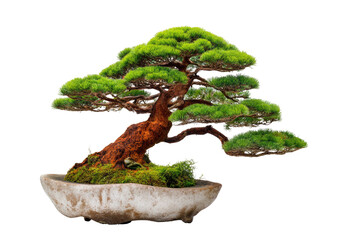 Elegant bonsai tree with textured bark and lush green foliage